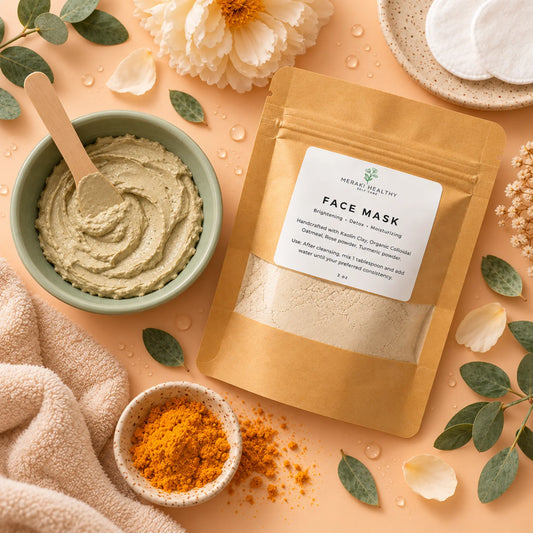 Mascarilla Facial en Polvo de Cúrcuma, Avena y Arcilla Rosa
