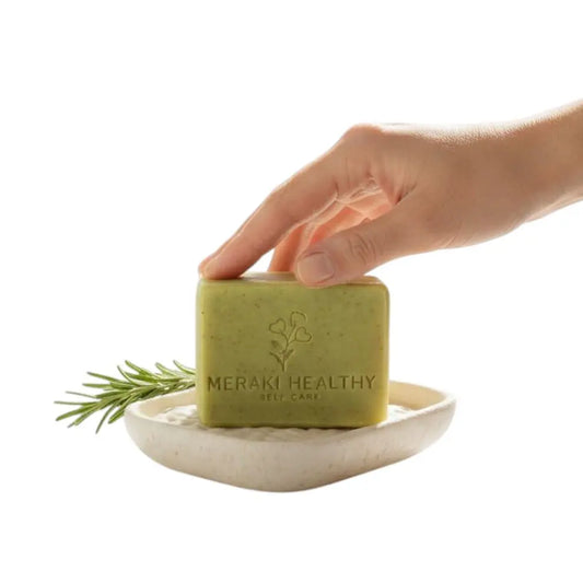 Meraki Healthy Collagen Face Soap Bar for glowing skin — a handmade natural collagen soap that deeply cleanses, firms, and brightens your skin for a youthful, radiant glow. Suitable for all skin types, gentle and nourishing with botanical ingredients.