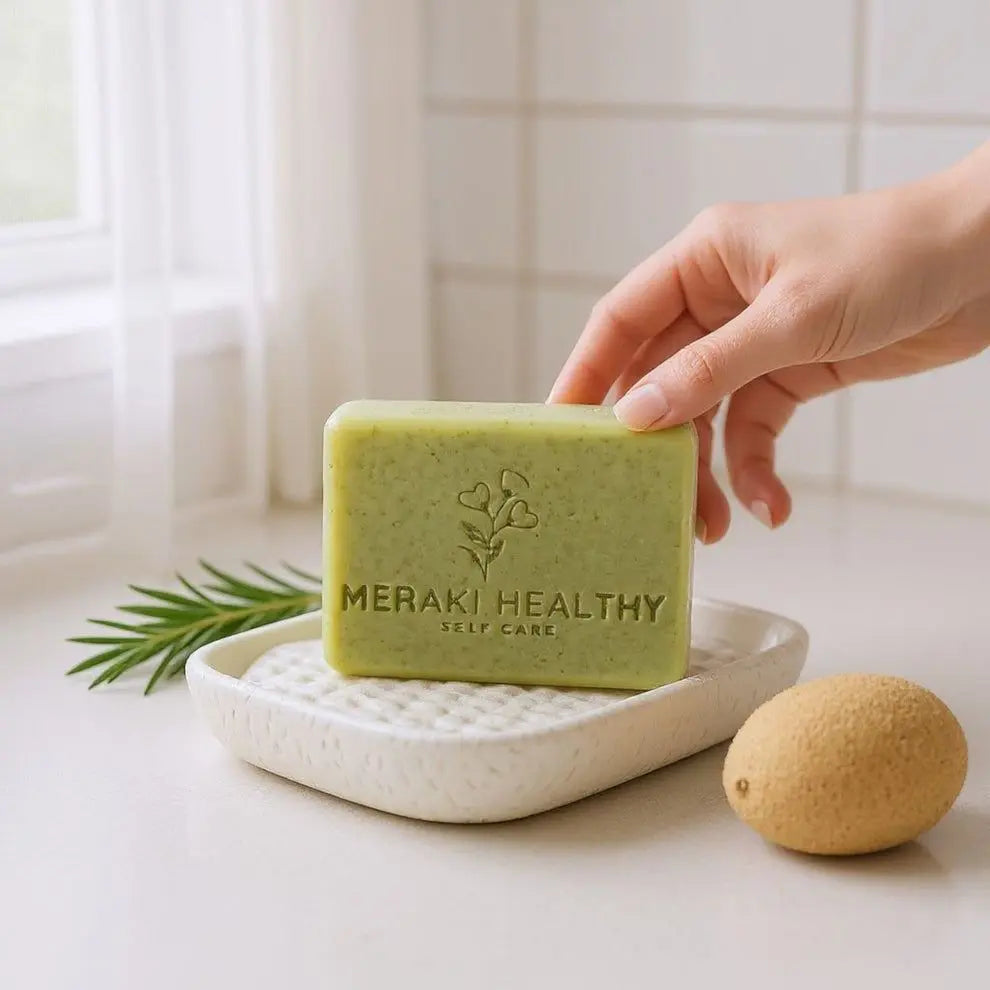 “Meraki Healthy Collagen Essentials Bundle featuring Collagen Face Soap Bar, Body Lotion with Collagen, and Keratin & Collagen Leave-In Hair Cream. A luxurious, all-natural gift set designed to nourish, firm, and rejuvenate skin and hair. Handcrafted, cruelty-free, and vegan-friendly skincare and haircare bundle for smooth, radiant, and healthy beauty. Perfect for all skin and hair types seeking hydration, anti-aging, and shine.”