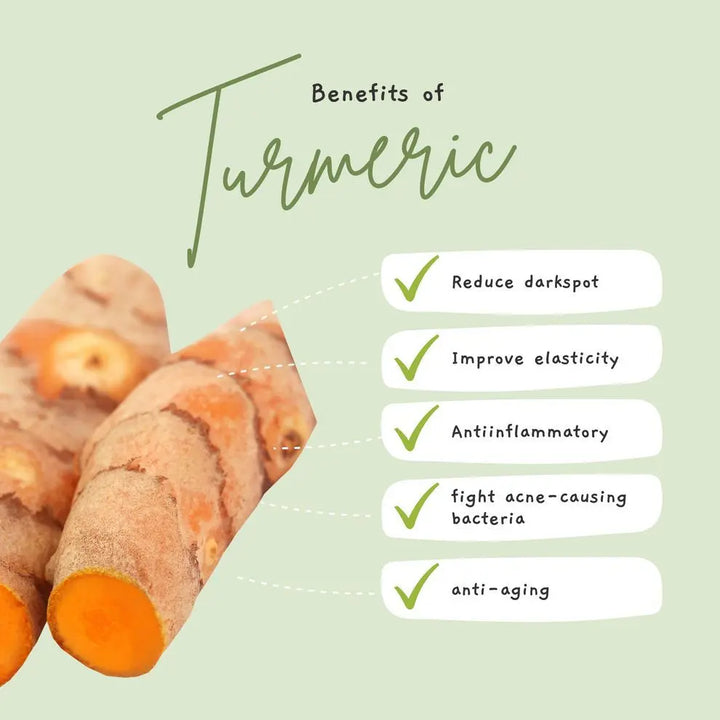 Meraki Healthy natural Turmeric Soap bar — handcrafted with pure turmeric, coconut oil, and vitamin E to cleanse, brighten, and rejuvenate dull skin. Gently fades dark spots and blemishes while leaving your skin soft, glowing, and evenly toned for a healthy, radiant complexion

Empaque del jabón facial de cúrcuma Meraki Healthy Selfcare con dos barras
